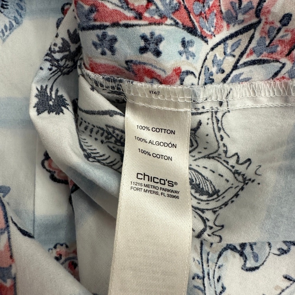 Chicos Womens Paisley Top Size 3 US XL Americana Coastal Summer Vibrant Bold - Picture 4 of 8
